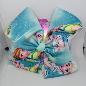 Hand Crafted Frozen Themed Hair Bow - Blue and Green